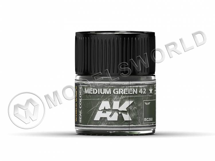 Акриловая лаковая краска AK Interactive Real Colors. Medium Green 42. 10 мл - фото 1