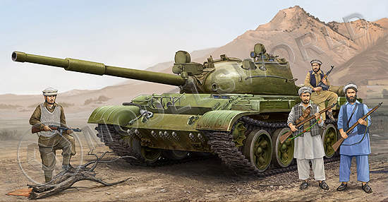 Склеиваемая пластиковая модель танк советский T-62 мод. 1975 (мод.1962+KTD2). Масштаб 1:35 - фото 1