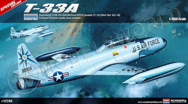 Склеиваемая пластиковая модель самолета T-33A USAF. Масштаб 1:48 - фото 1