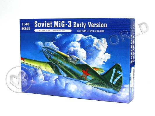 Склеиваемая пластиковая модель Soviet MiG-3 Early Version. Масштаб 1:48