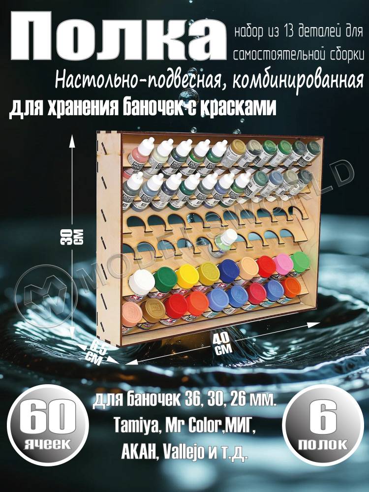 Полка настольно-подвесная комбинированная для баночек 36, 30, 26 мм. Полка настольно-подвесная комбинированная для баночек 36, 30, 26 мм. - фото 1