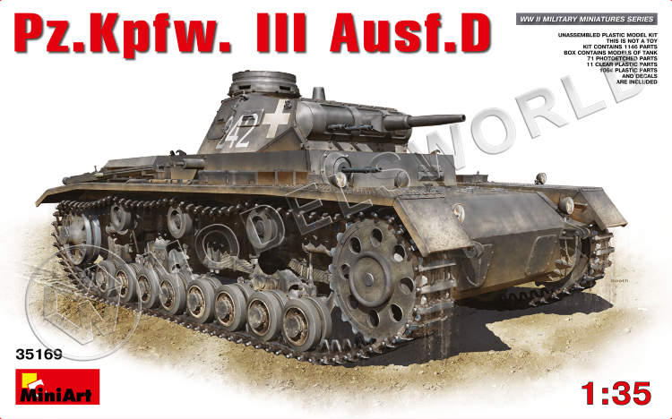 Склеиваемая пластиковая модель Средний танк Pz.Kpfw III Ausf D. Масштаб 1:35 - фото 1