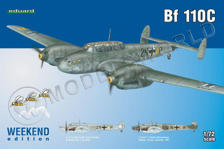 Склеиваемая пластиковая модель самолета Bf 110C. Масштаб 1:72 - фото 1