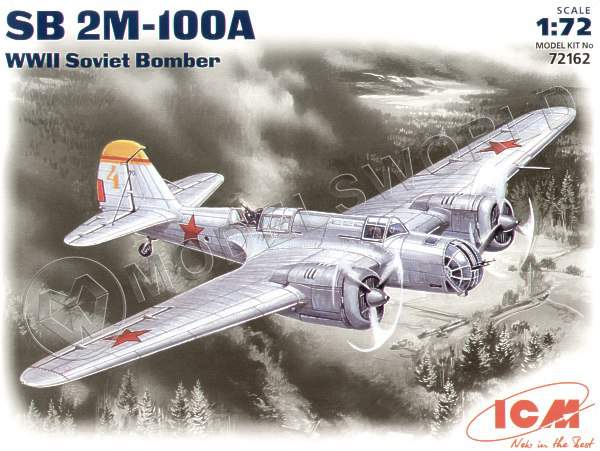 Склеиваемая пластиковая модель SB 2M-100A, советский бомбардировщик ІІ Мировой войны. Масштаб 1:72 - фото 1