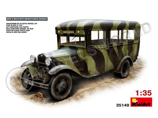 Склеиваемая пластиковая модель Советский автобус образца 1938 г + ФОТОТРАВЛЕНИЕ. Масштаб 1:35