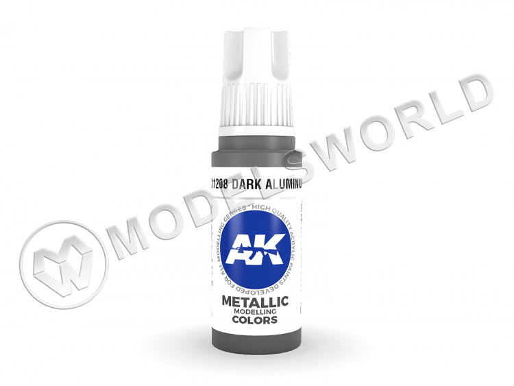 Акриловая краска AK Interactive 3rd GENERATION Metallic. Dark Aluminium. 17 мл - фото 1