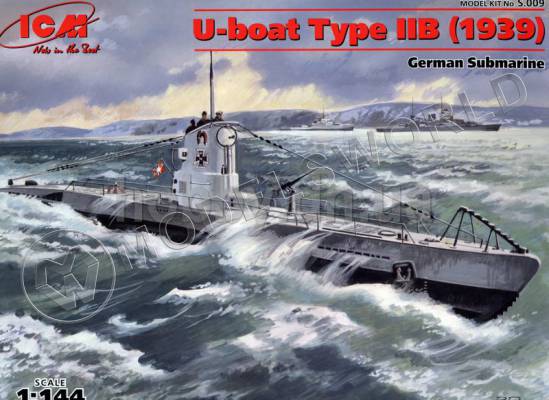 Склеиваемая пластиковая модель Германская подводная лодка  2 МВ U-Boat Type II В. Масштаб 1:144