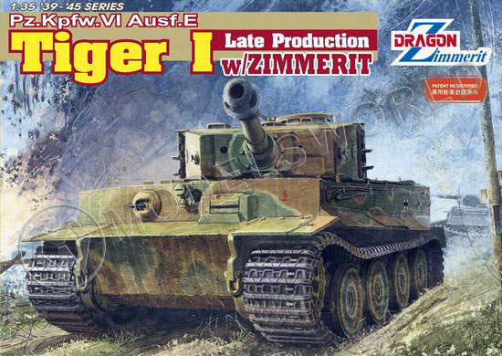 Склеиваемая пластиковая модель Немецкий танк Pz.Kpfw.VI Ausf.E Tiger I Late Production w/Zimmerit. Масштаб 1:35 - фото 1