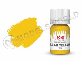 Акриловая краска ICM, цвет Прозрачный желтый (Clear Yellow), 12 мл