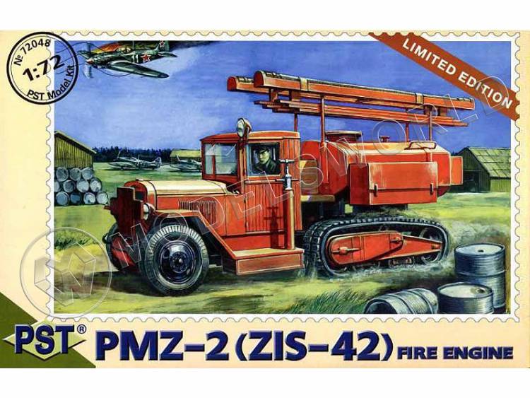 Склеиваемая пластиковая модель Пожарная автомашина ПМЗ-2 (ЗиС-42). Масштаб 1:72 - фото 1