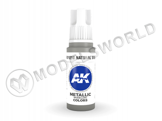 Акриловая краска AK Interactive 3rd GENERATION Metallic. Natural Steel. 17 мл