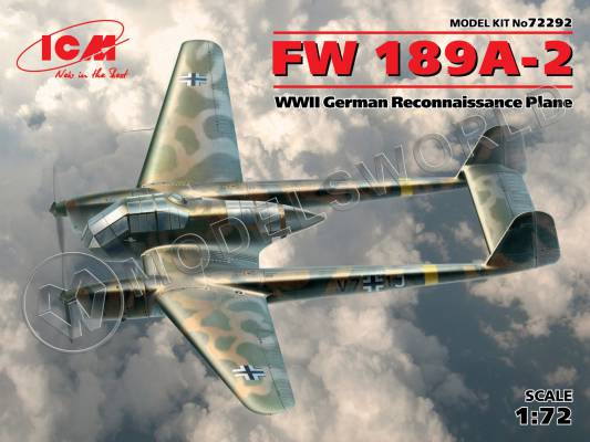 Склеиваемая пластиковая модель FW 189A-2, Германский самолет-разведчик ІІ МВ. Масштаб 1:72