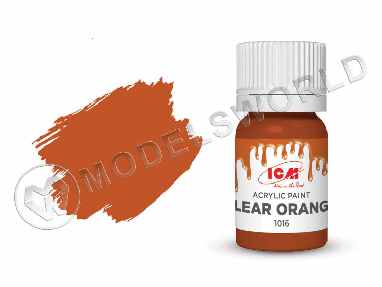 Акриловая краска ICM, цвет Прозрачный оранжевый (Clear Orange), 12 мл - фото 1