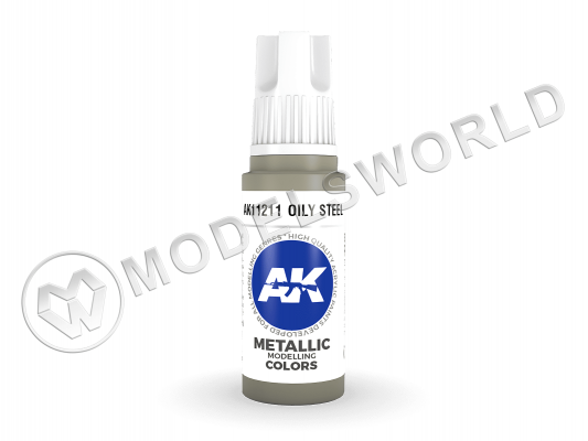Акриловая краска AK Interactive 3rd GENERATION Metallic. Oily Steel. 17 мл