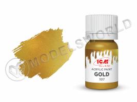 Акриловая краска ICM, цвет Золото (Gold), 12 мл
