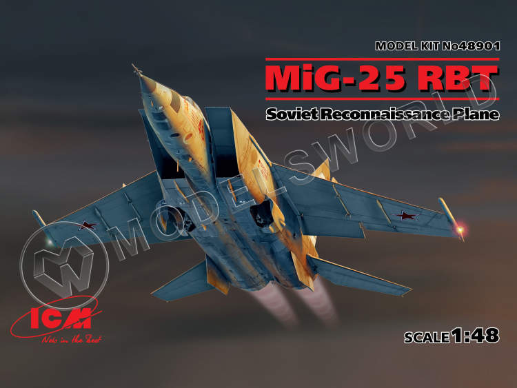 Склеиваемая пластиковая модель МиГ-25РБТ, Советский самолет-разведчик. Масштаб 1:48 - фото 1