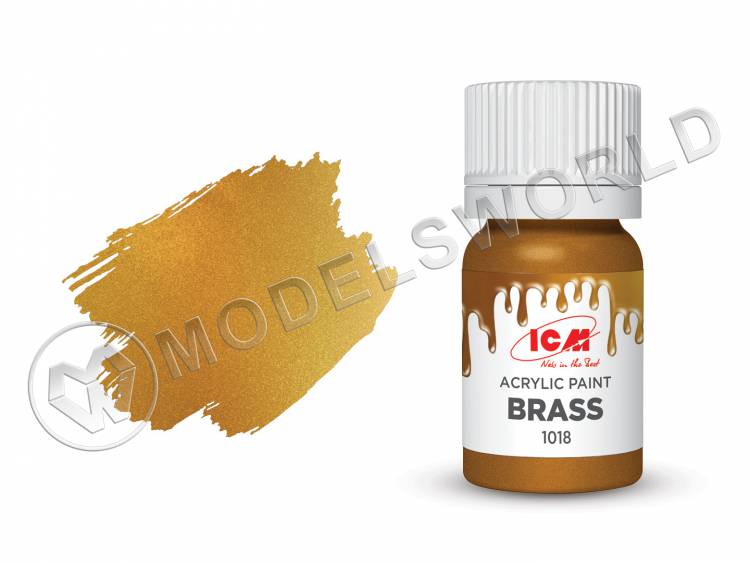 Акриловая краска ICM, цвет Латунь (Brass), 12 мл - фото 1