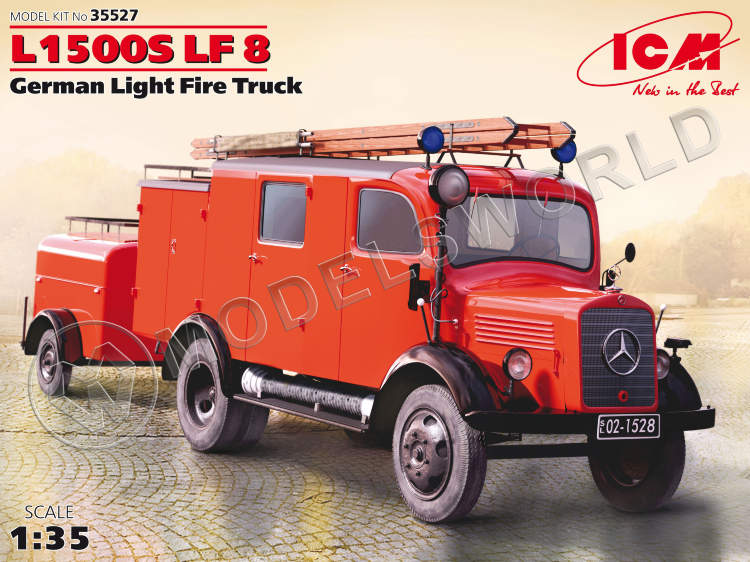 Склеиваемая пластиковая модель Германский легкий пожарный автомобиль L1500S LF 8. Масштаб 1:35 - фото 1