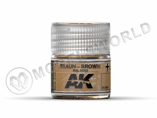 Акриловая лаковая краска AK Interactive Real Colors. Braun-Brown RAL 8020. 10 мл