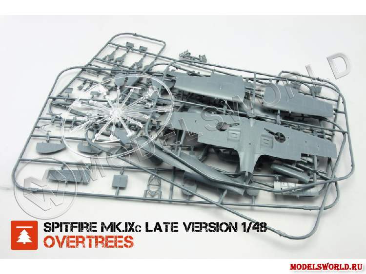 Склеиваемая пластиковая модель самолета  Spitfire Mk. IXc late version Overyrees (только литники). Масштаб 1:48 - фото 1