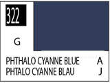 Краска на растворителе художественная MR.HOBBY C322 PHTHALO CYANNE BLUE (Глянцевая) 10мл. - фото 1