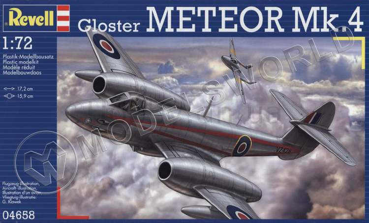 Склеиваемая пластиковая модель самолета Gloster Meteor Mk4. Масштаб 1:72 - фото 1