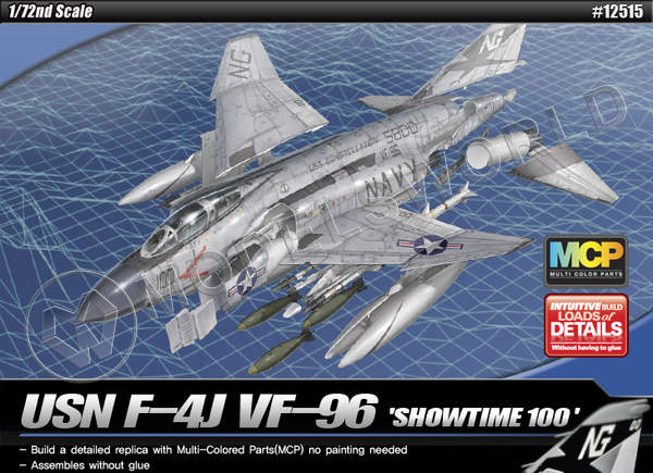 Склеиваемая пластиковая модель самолет F-4J "Sнowtime 100". Масштаб 1:72 - фото 1