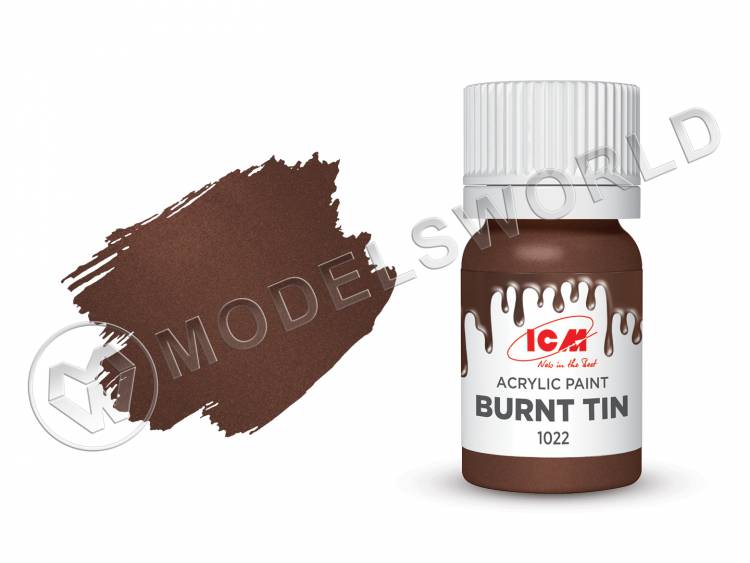 Акриловая краска ICM, цвет Жженое олово (Burnt Tin), 12 мл - фото 1