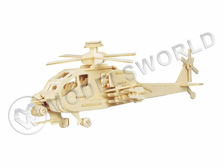 Сборная деревянная модель Ударный вертолет Апач AH-64 - фото 1