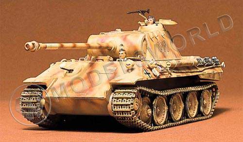 Склеиваемая пластиковая модель Немецкий средний танк Panther (Sd.kfz.171) Ausf.А с 75 мм пушкой и пулеметом KWK42 (2 фигуры танкистов). Масштаб 1:35 - фото 1