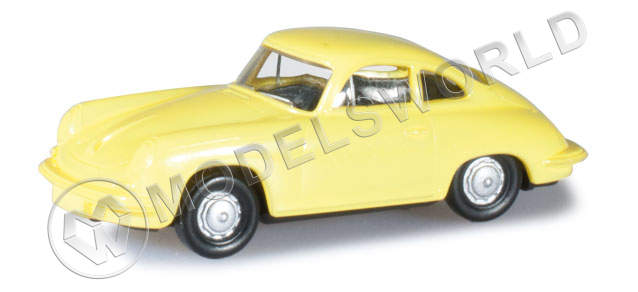 Модель автомобиля Porsche 356 Coupé, желтый. H0 1:87 - фото 1
