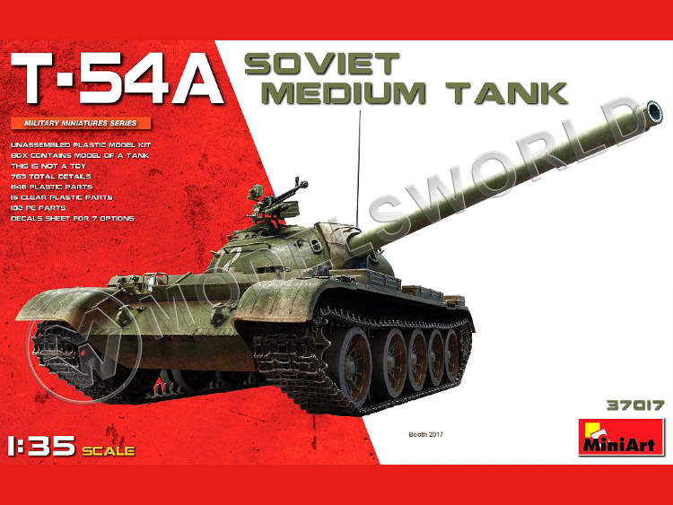 Склеиваемая пластиковая модель Советский средний танк Т-54А. Масштаб 1:35 - фото 1