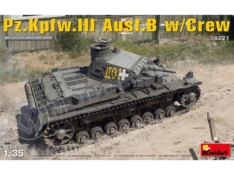 Склеиваемая пластиковая модель Средний танк Pz.Kpfw.III Ausf.B с экипажем. Масштаб 1:35 - фото 1