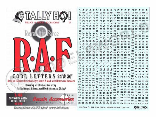 Декаль R.A.F Code Letters 24" & 30" black & grey. Масштаб 1:48