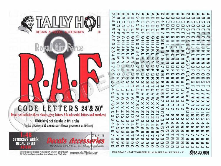 Декаль R.A.F Code Letters 24" & 30" black & grey. Масштаб 1:48 - фото 1