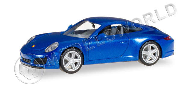 Модель автомобиля Porsche 911 Carrera 2 Coupé, синий металлик. H0 1:87 - фото 1
