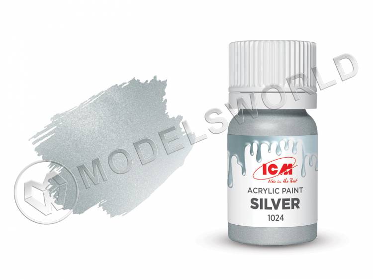 Акриловая краска ICM, цвет Серебро (Silver), 12 мл - фото 1