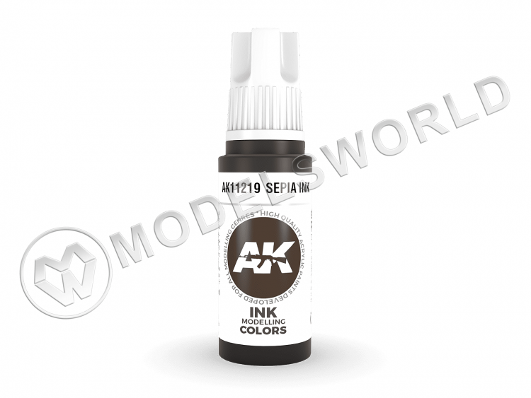 Акриловая краска AK Interactive 3rd GENERATION Ink. Sepia. 17 мл - фото 1