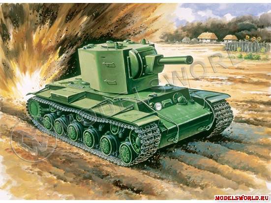 Склеиваемая пластиковая модель Тяжелый танк КВ-2. 1941 г, 152 мм пушка. Масштаб 1:35 - фото 1