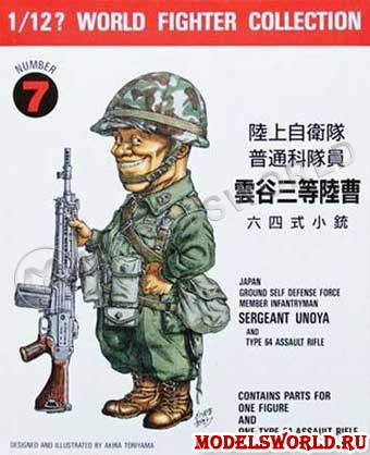 Фигура солдата Japan ground self-defense force member infantryman Sergeant Unoya and type 64 assault rifle. Масштаб 1:12 - фото 1