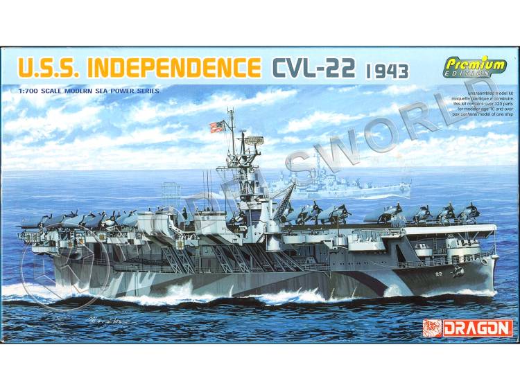 Склеиваемая пластиковая модель Легкий авианосец USS Independence CVL-22, 1943. Масштаб 1:700 - фото 1