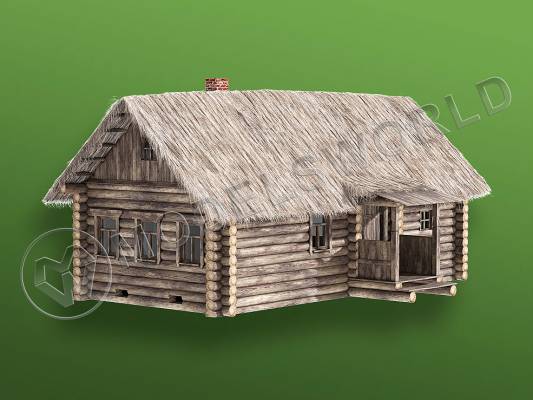 Набор для постройки модели Деревенская изба с соломенной крышей. Масштаб 1:35