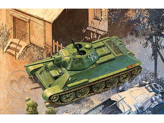 Склеиваемая пластиковая модель Советский танк Т-34/76 1942 года с башней "шайба". Масштаб 1:35 - фото 1