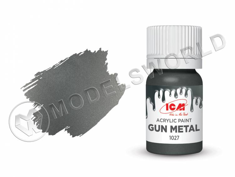 Акриловая краска ICM, цвет Оружейная сталь (Gun metal), 12 мл (арт.ICM ...