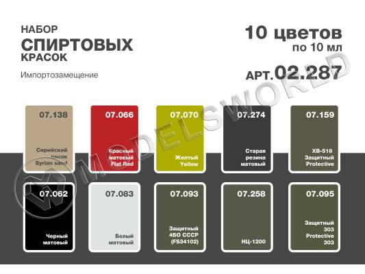 Набор спиртовых красок Jim Scale "Импортозамещение 10 цветов"