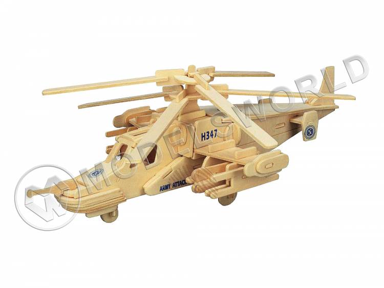 Сборная деревянная модель Вертолет Черная Акула - фото 1