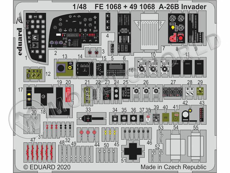 Фототравление кабина для модели A-26B Invader, ICM. Масштаб 1:48 - фото 1