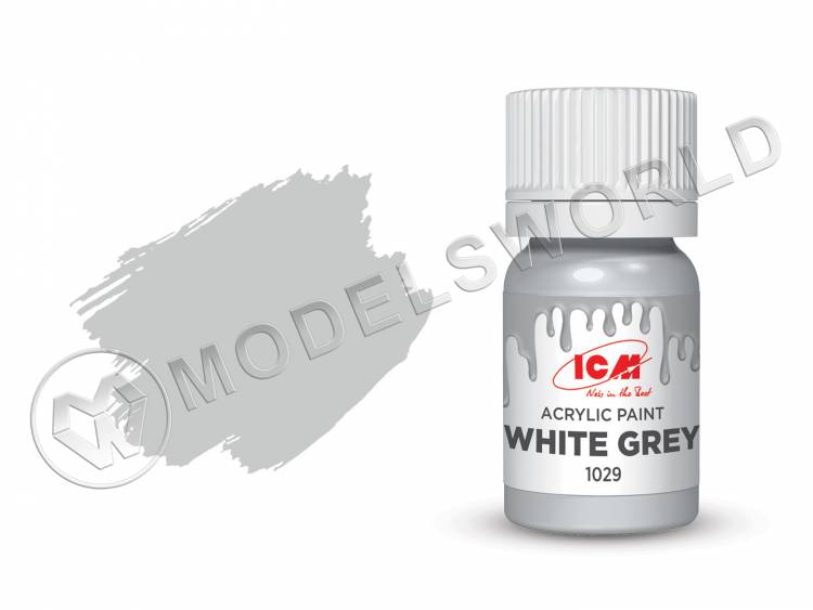 Акриловая краска ICM, цвет Бело-серый (White Grey), 12 мл - фото 1