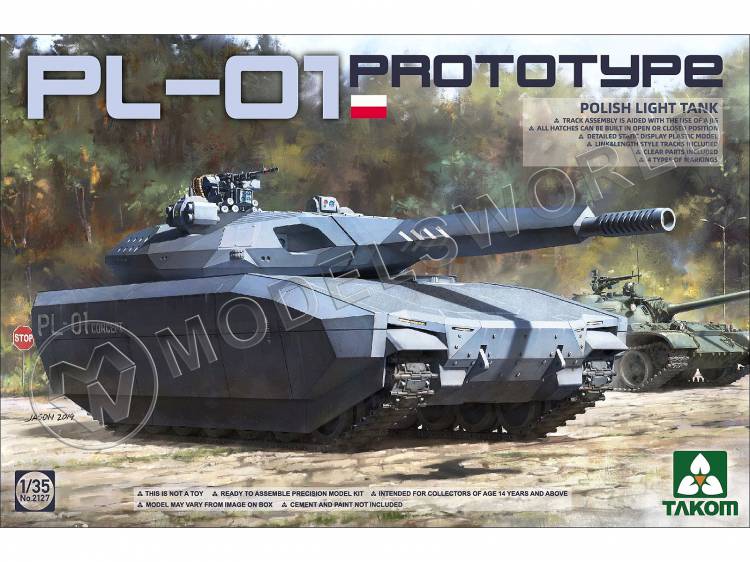 Склеиваемая пластиковая модель Прототип легкого танка PL-01, Польша. Масштаб 1:35 - фото 1