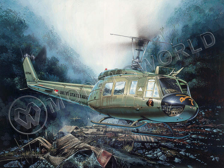 Склеиваемая пластиковая модель Вертолет UH-1D Slick. Масштаб 1:48 - фото 1